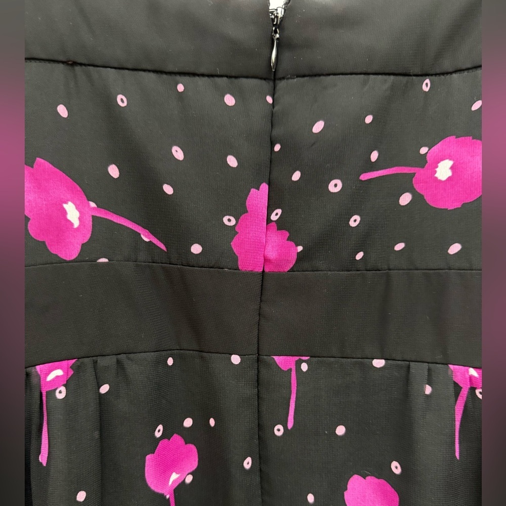 S.L. Fashions Vintage Black & Purple Floral Polka Dot Empire Waist | Dress 20W - Picture 10 of 12